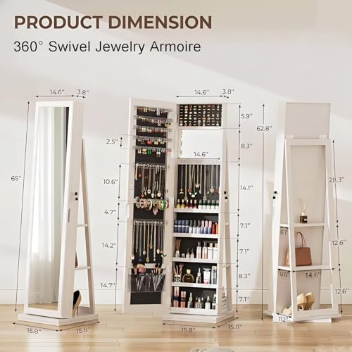 360 °   Draaibare sieradenkast - Full Length Mirror Jewelry Armoire recensie en prijs