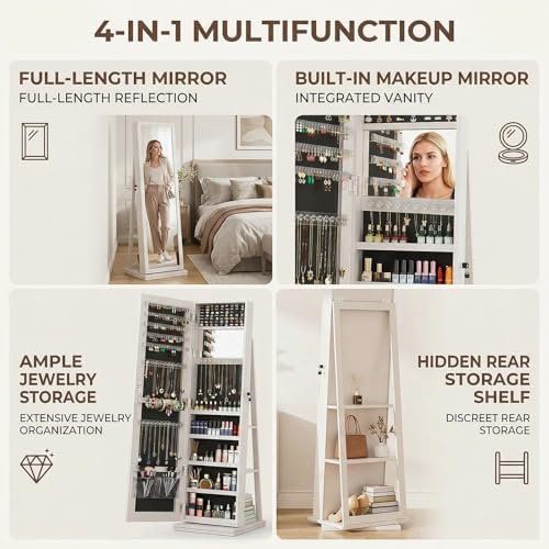 360 °   Draaibare sieradenkast - Full Length Mirror Jewelry Armoire recensie en prijs
