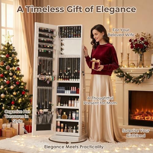 360 °   Draaibare sieradenkast - Full Length Mirror Jewelry Armoire recensie en prijs