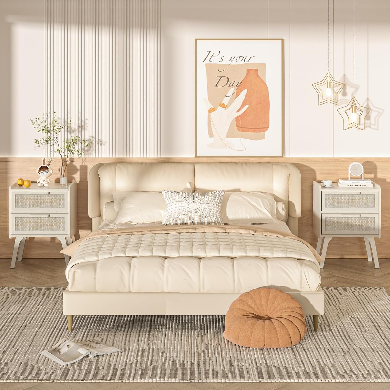 Rotan nachtkastje set van 2, 2 - Solid Wood Nightstand 2 Drawers recensie en prijs