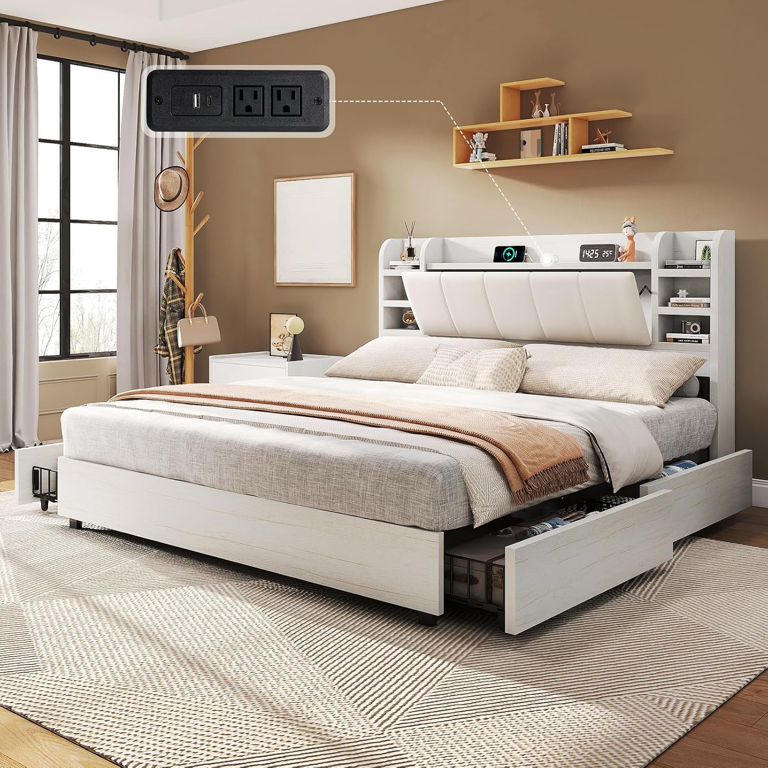 Kingsize gestoffeerd platformb - King Size Bed Frame With Storage Drawers recensie en prijs