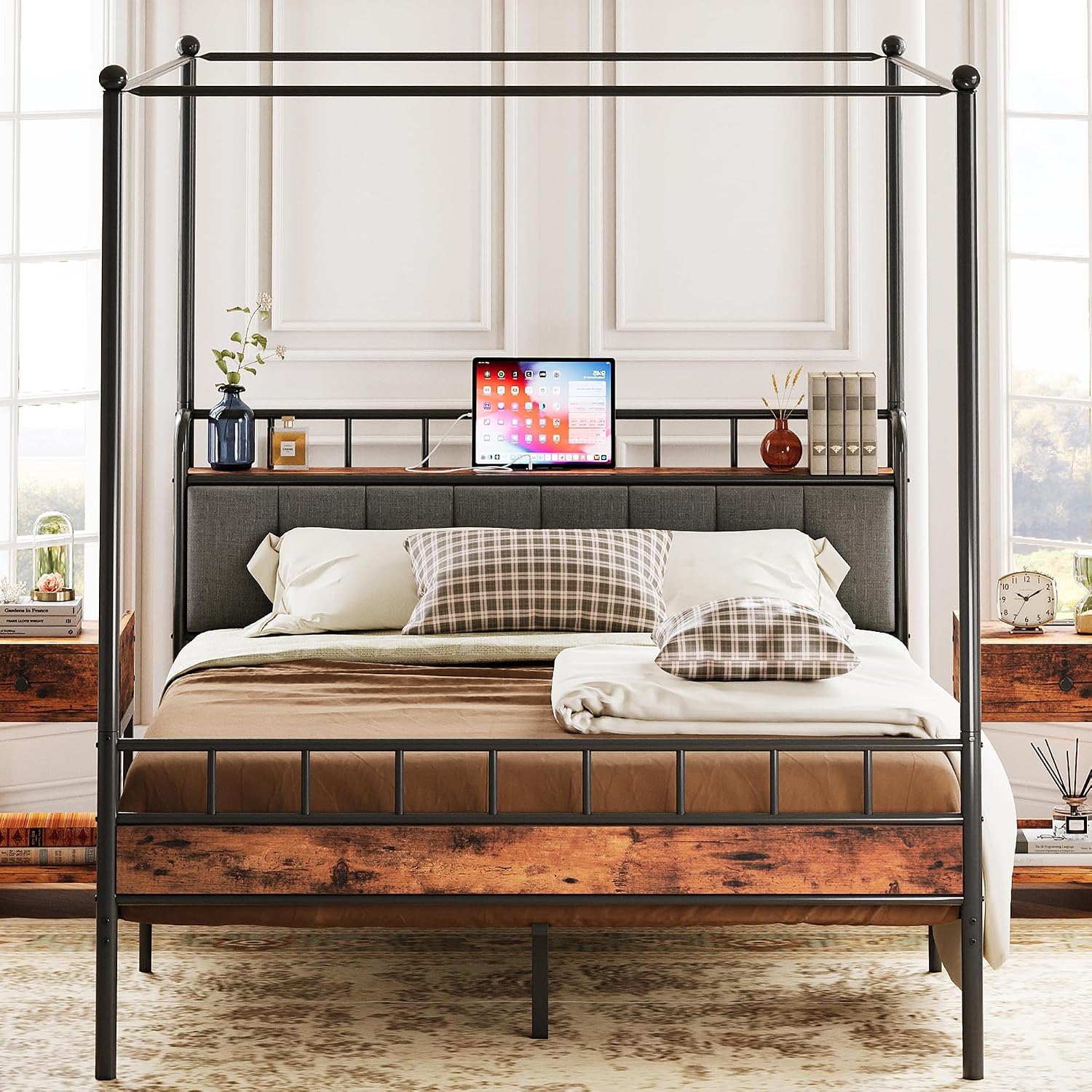 Koninginnekamerbedframe met op - Canopy Bed Frame Metal Queen recensie en prijs