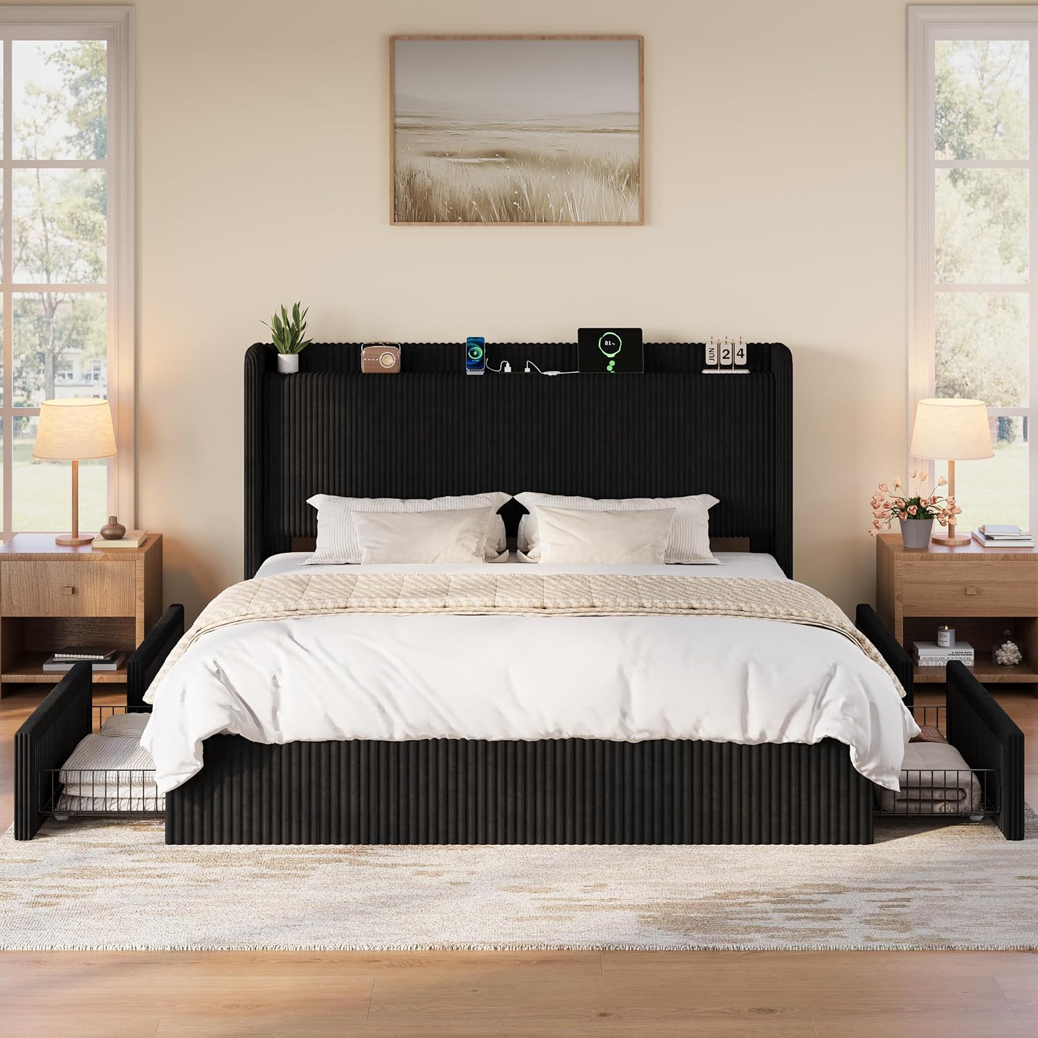 Kingsize bedframe met 4 extra  - King Size Bed Frame With Storage Drawers recensie en prijs