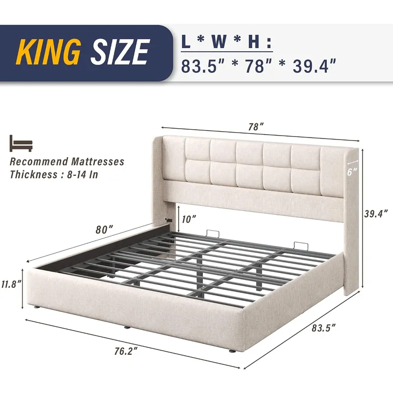 Bedframe met hydraulische gasv - Gas Lift Storage Bed Hydraulic recensie en prijs