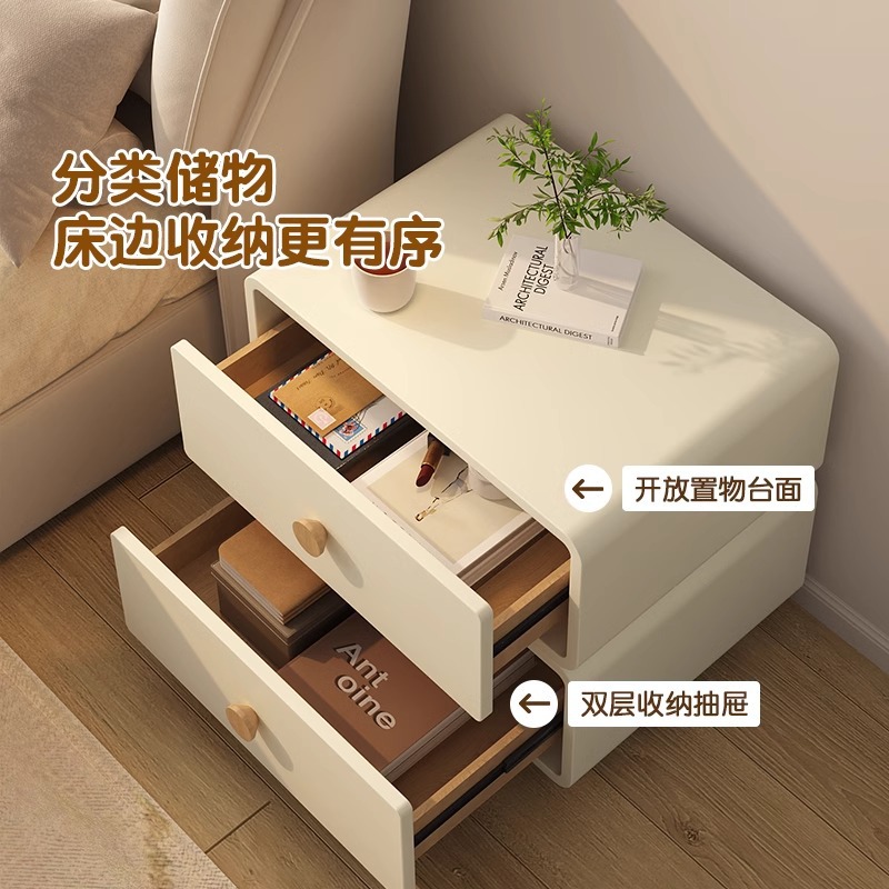 Minimalistisch crèmekleurig na - Solid Wood Nightstand 2 Drawers recensie en prijs