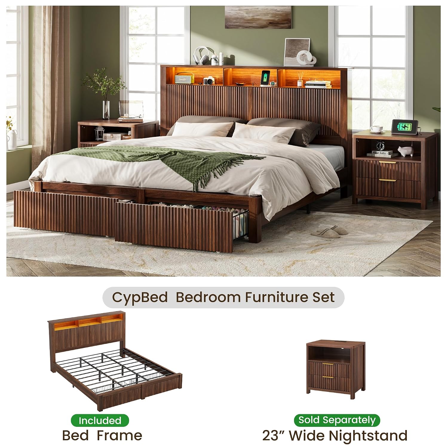 Kingsize bedframe en hoofdeind - King Size Bed Frame With Storage Drawers recensie en prijs