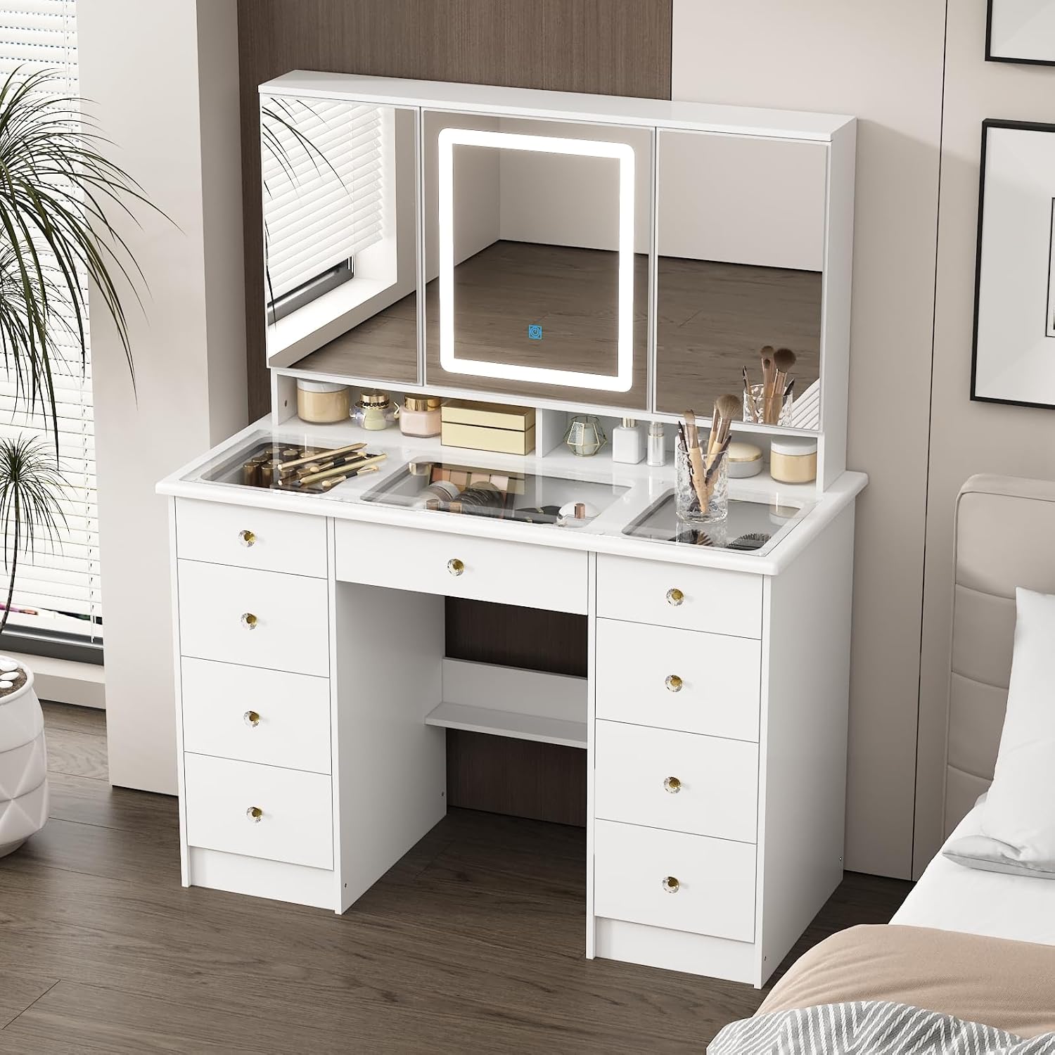 Kaptafel met spiegel en verlic - Dressing Table Vanity With Lighted Mirror recensie en prijs