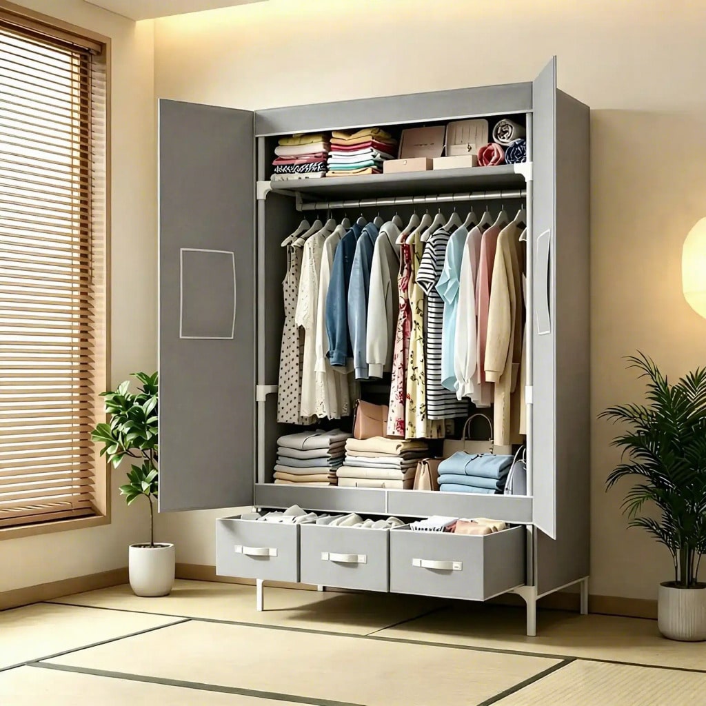 Draagbare kledingkast, 57,48 i - Wardrobe Closet Portable Fabric Cover recensie en prijs