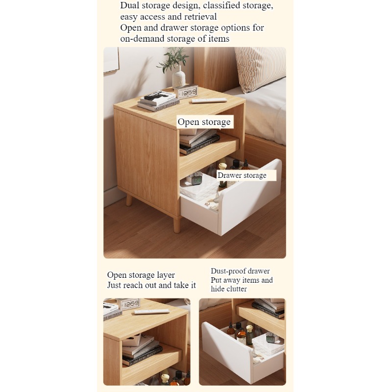 Wit nachtkastje Slaapkamer met - Solid Wood Nightstand 2 Drawers recensie en prijs