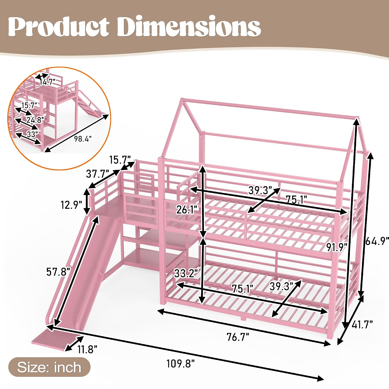 Tweepersoons stapelbed met gli - Bunk Bed With Stairs And Slide recensie en prijs