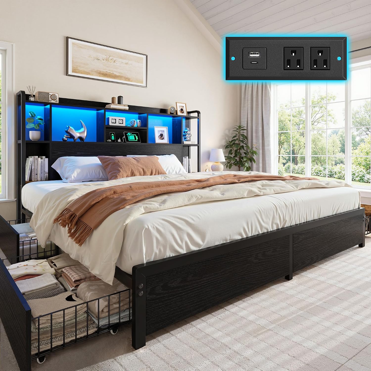 Kingsize bedframe met opbergru - King Size Bed Frame With Storage Drawers recensie en prijs