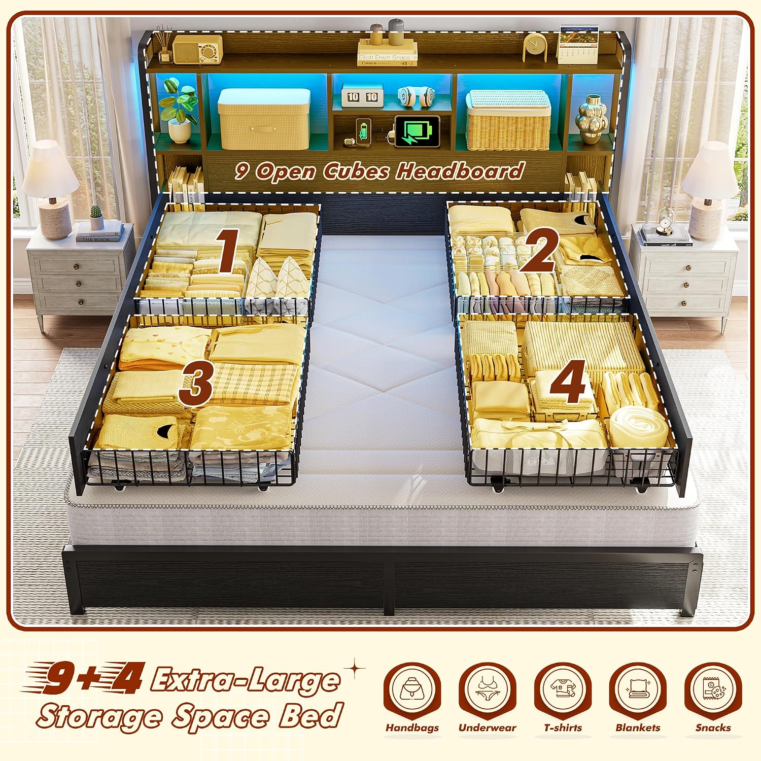 Kingsize bedframe met opbergru - King Size Bed Frame With Storage Drawers recensie en prijs