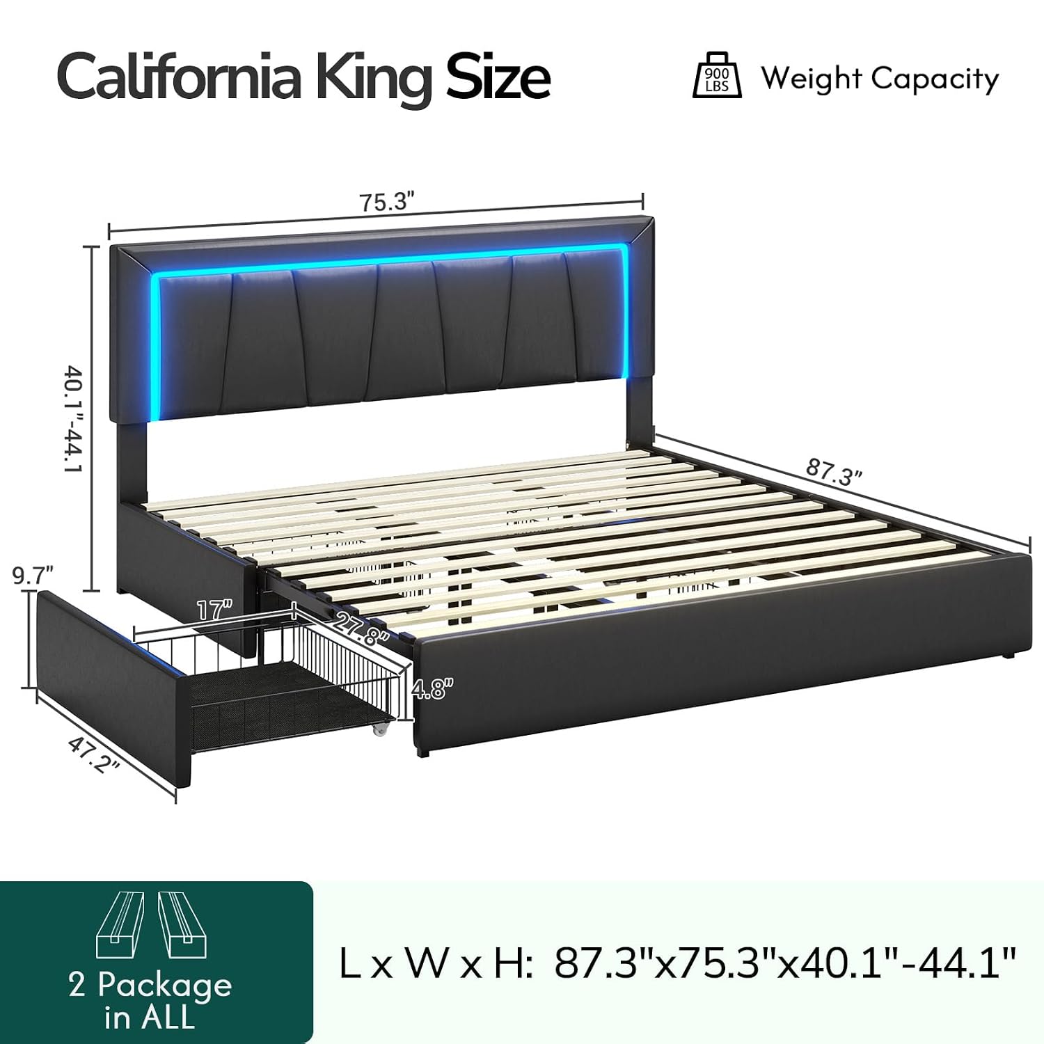 California King bedframe met 4 - King Size Bed Frame With Storage Drawers recensie en prijs