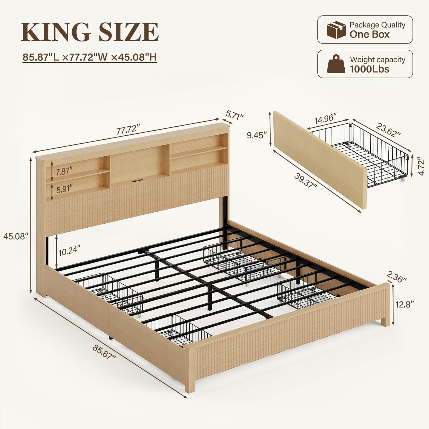 Kingsize bedframe met 4 opberg - King Size Bed Frame With Storage Drawers recensie en prijs