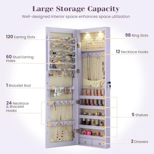 Aan de muur of aan de deur te  - Full Length Mirror Jewelry Armoire recensie en prijs