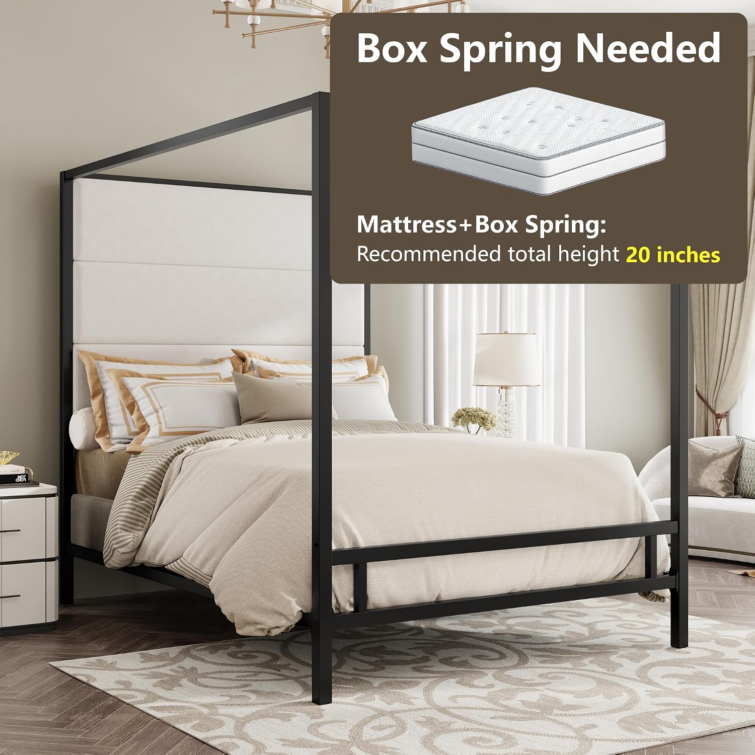 Koninginnekamerbed, hoog, met  - Canopy Bed Frame Metal Queen recensie en prijs