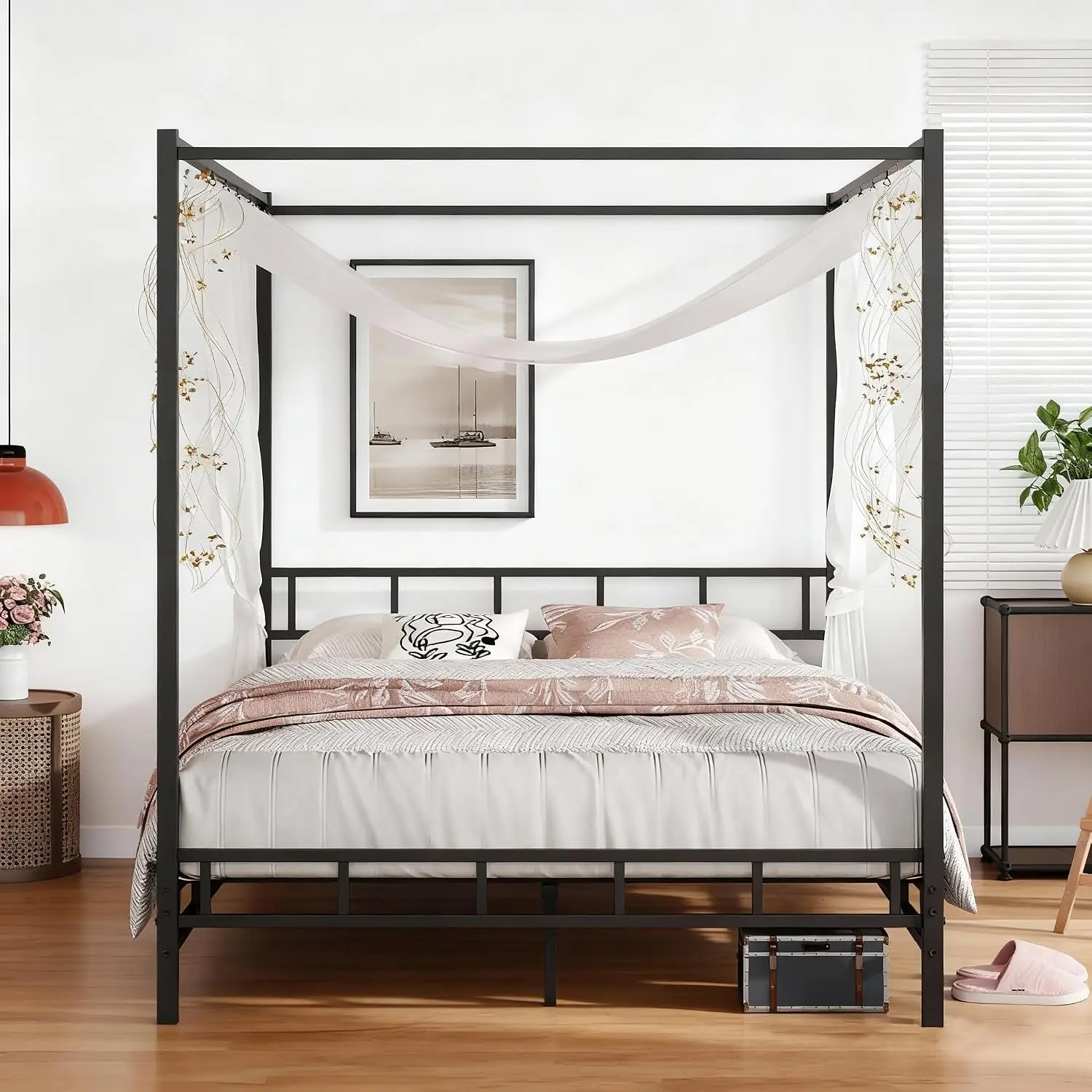 Metalen hemelbedframe queensiz - Canopy Bed Frame Metal Queen recensie en prijs
