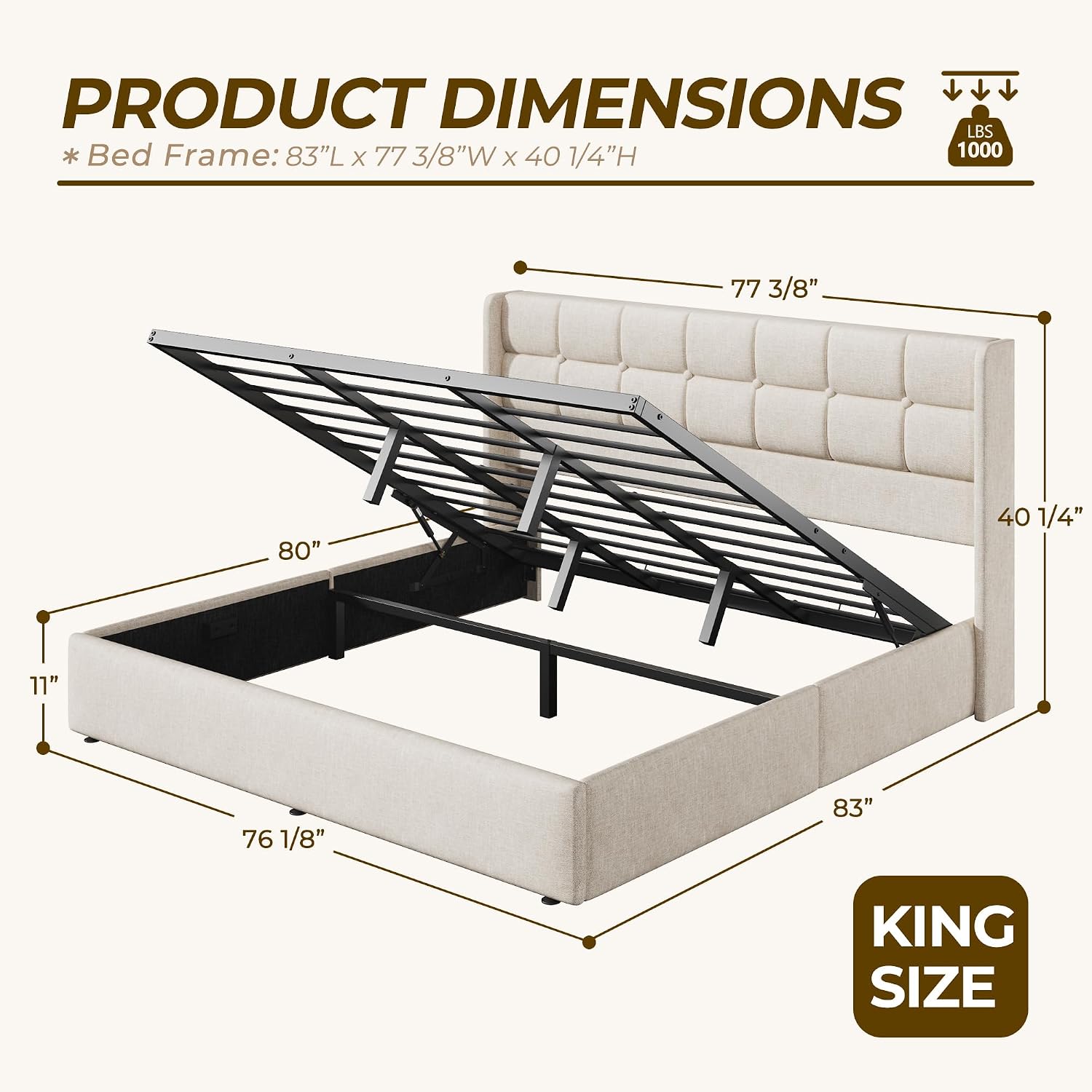 Kingsize bedframe met opbergru - Gas Lift Storage Bed Hydraulic recensie en prijs
