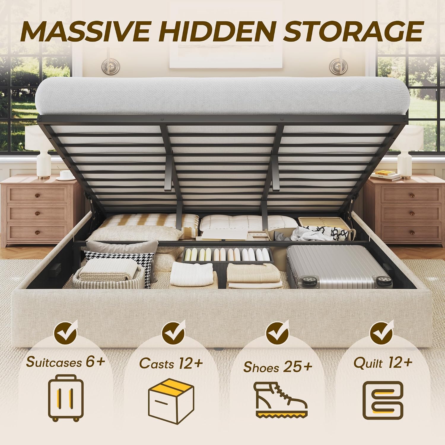 Kingsize bedframe met opbergru - Gas Lift Storage Bed Hydraulic recensie en prijs