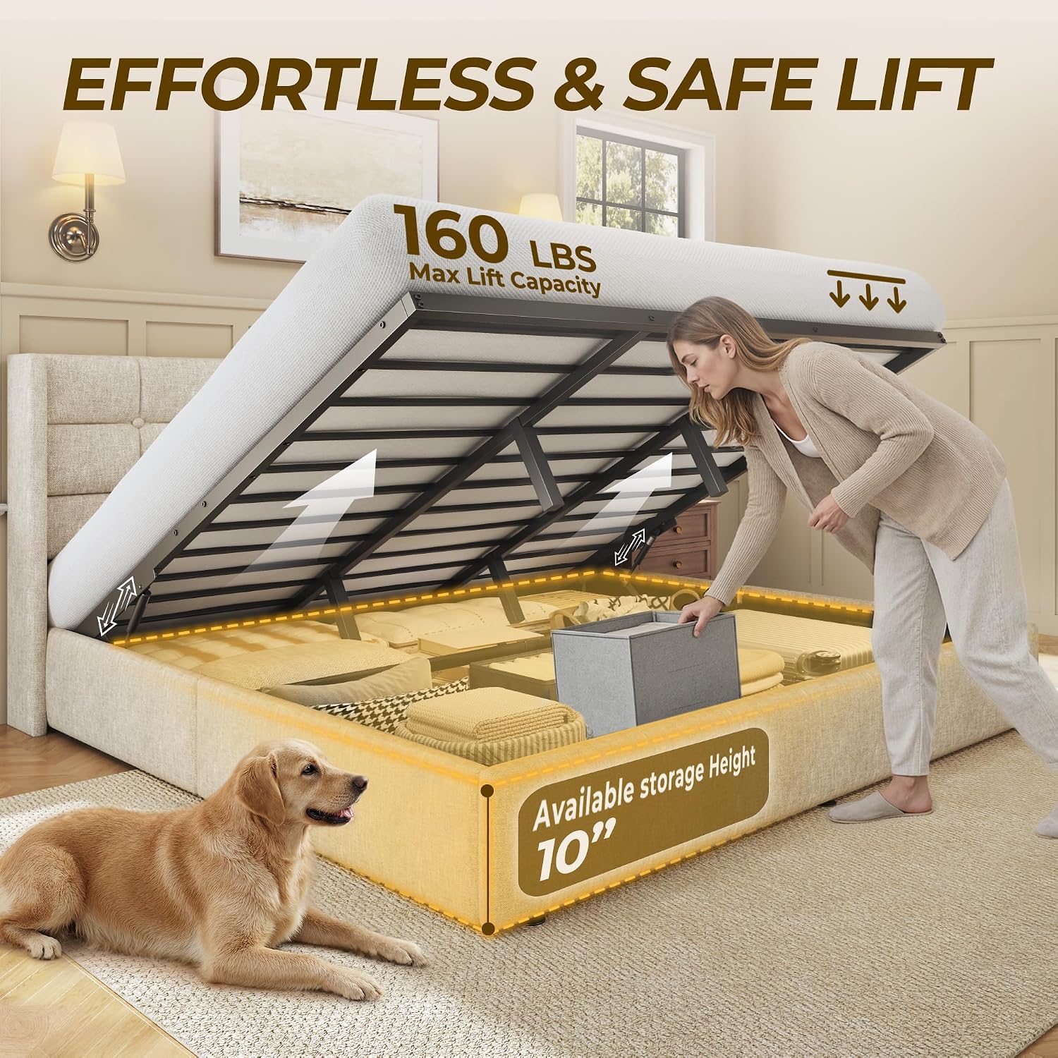 Kingsize bedframe met opbergru - Gas Lift Storage Bed Hydraulic recensie en prijs