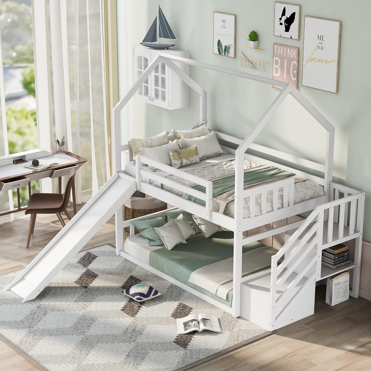 Twee-laags stapelbed met glijb - Bunk Bed With Stairs And Slide recensie en prijs
