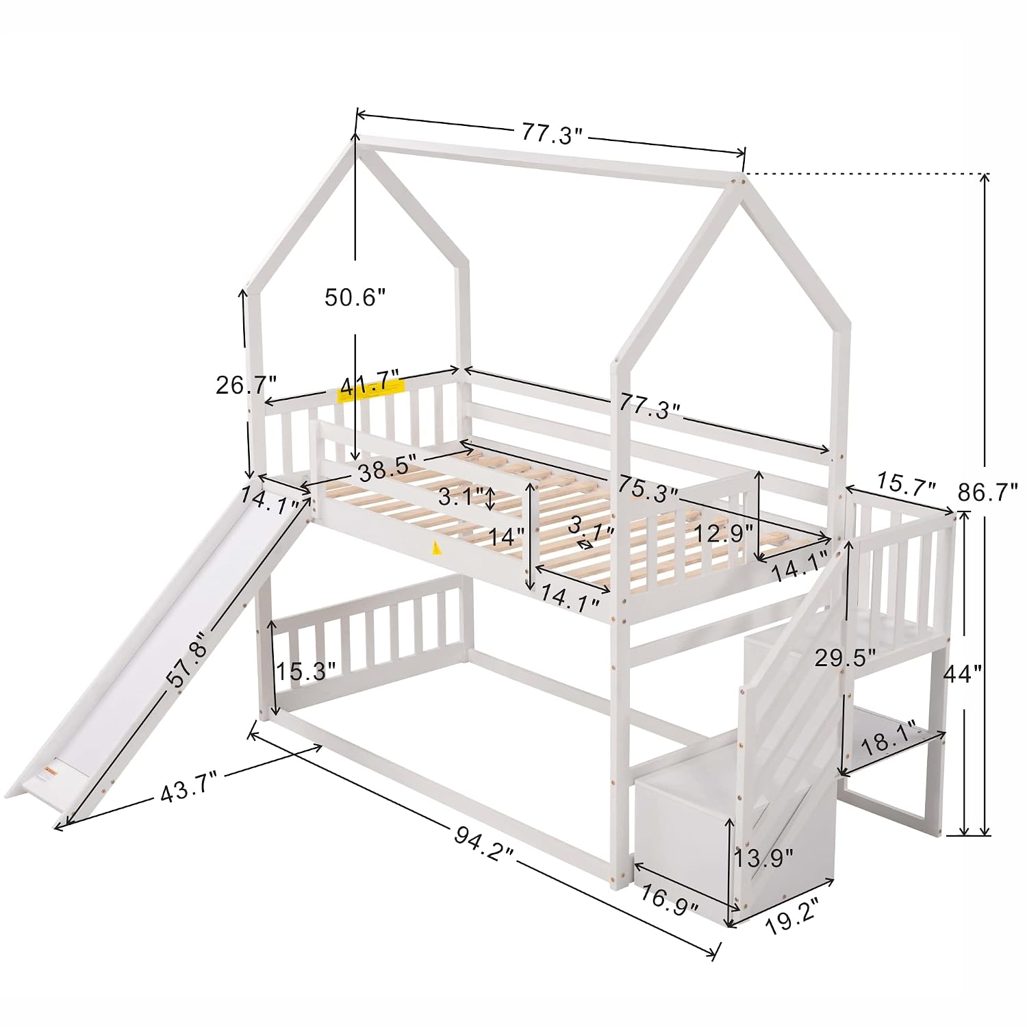 Twee-laags stapelbed met glijb - Bunk Bed With Stairs And Slide recensie en prijs