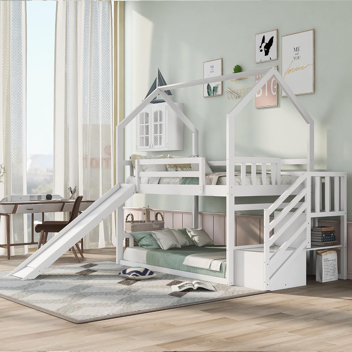 Twee-laags stapelbed met glijb - Bunk Bed With Stairs And Slide recensie en prijs