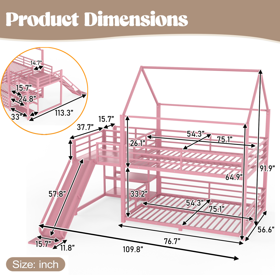 Volledig metalen stapelbed met - Bunk Bed With Stairs And Slide recensie en prijs