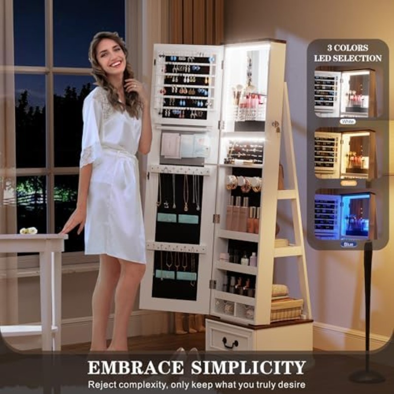 360 ° Draaibare sieradenkast m - Full Length Mirror Jewelry Armoire recensie en prijs