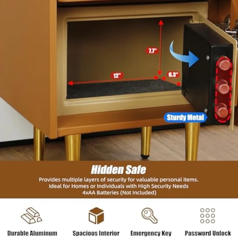 Slim nachtkastje met verborgen - Solid Wood Nightstand 2 Drawers recensie en prijs