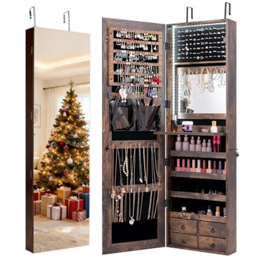47 LED sieradenkast voor gebru - Full Length Mirror Jewelry Armoire recensie en prijs