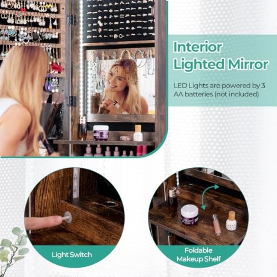 47 LED sieradenkast voor gebru - Full Length Mirror Jewelry Armoire recensie en prijs