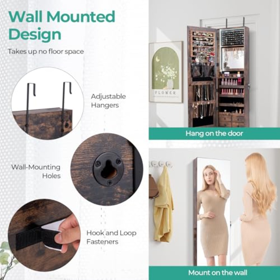 47 LED sieradenkast voor gebru - Full Length Mirror Jewelry Armoire recensie en prijs