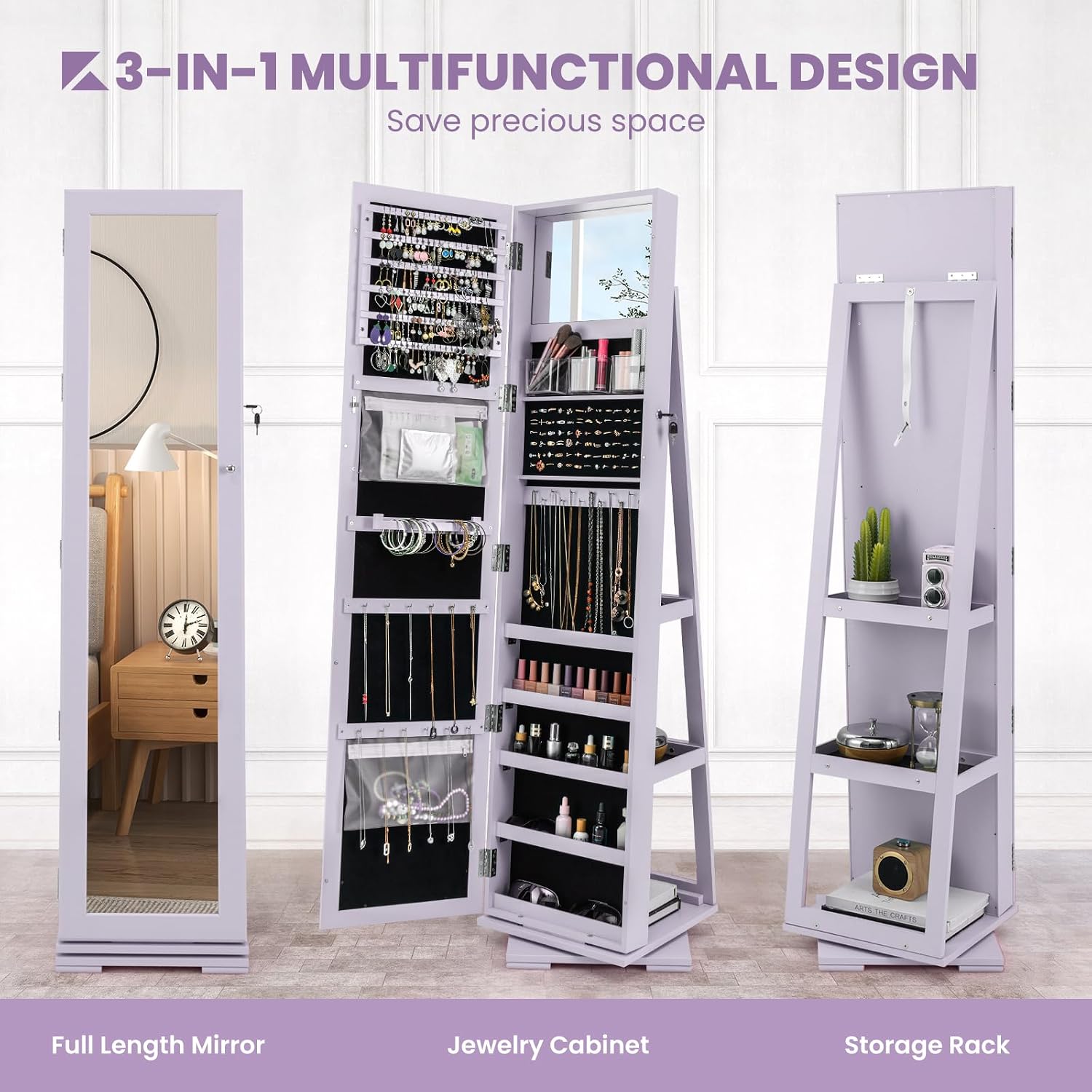 360 graden draaibare sieradenk - Full Length Mirror Jewelry Armoire recensie en prijs