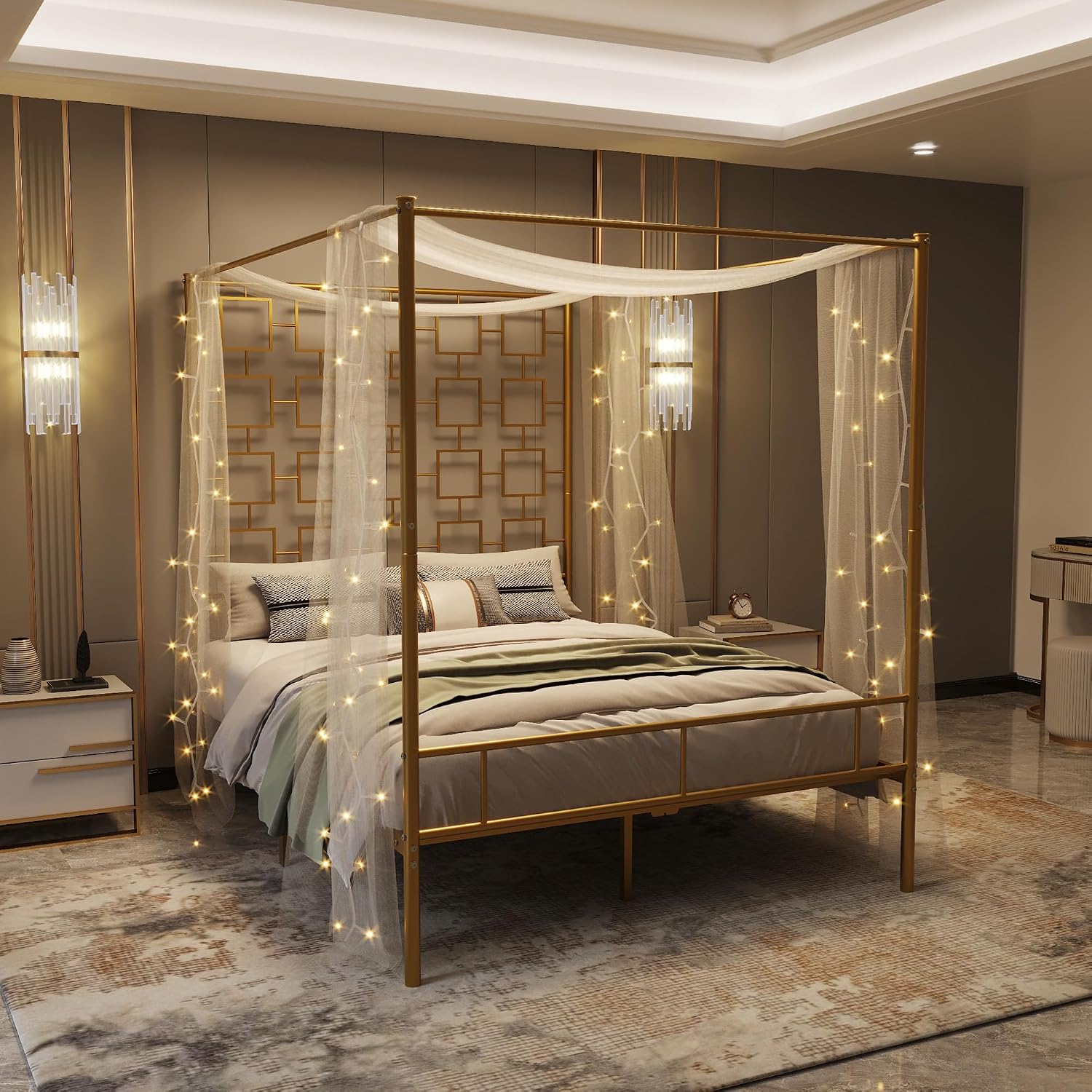 Koninginnekamerbedframe van me - Canopy Bed Frame Metal Queen recensie en prijs