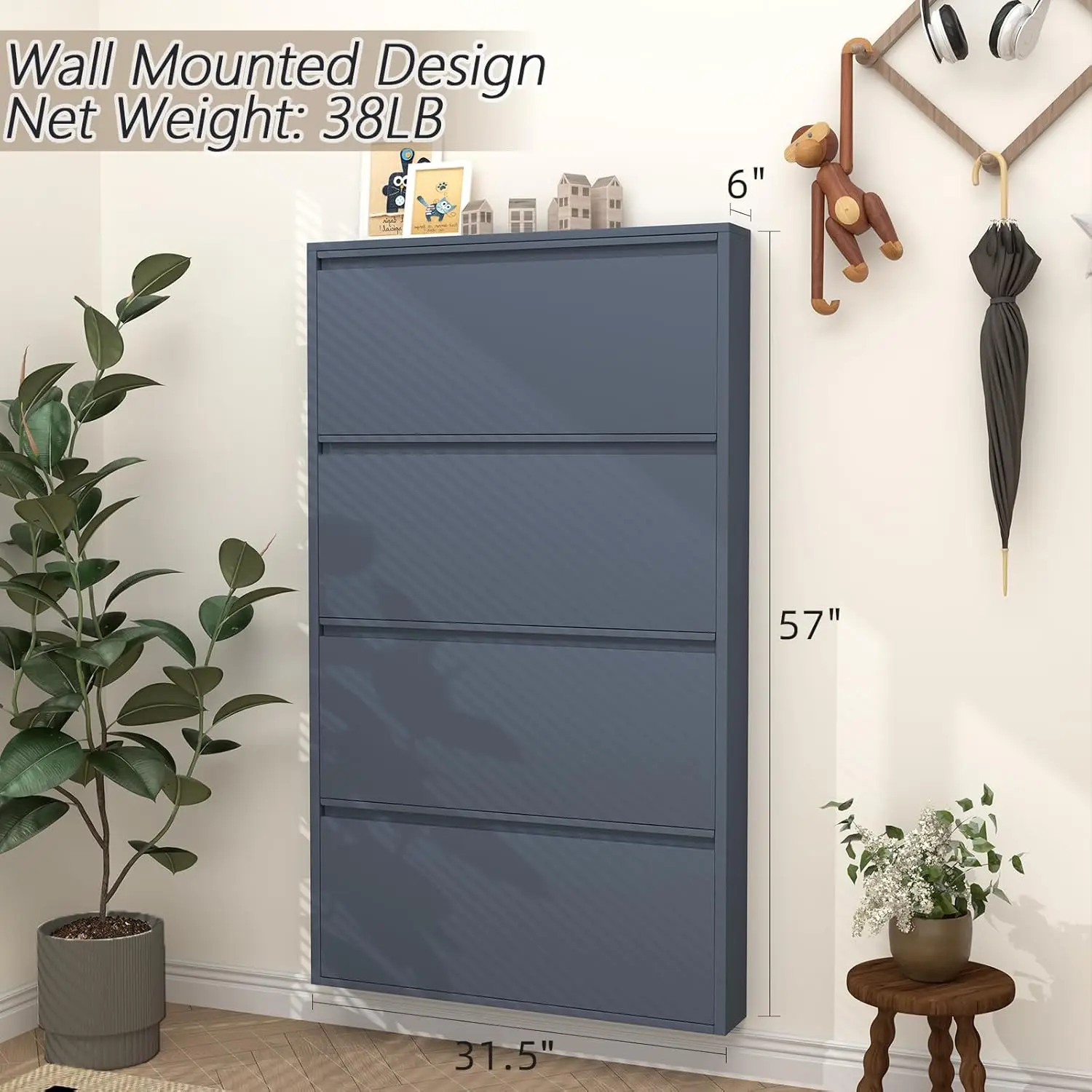 Schoenenkast met 4 opklapbare  - Shoe Rack Cabinet Narrow Entryway recensie en prijs