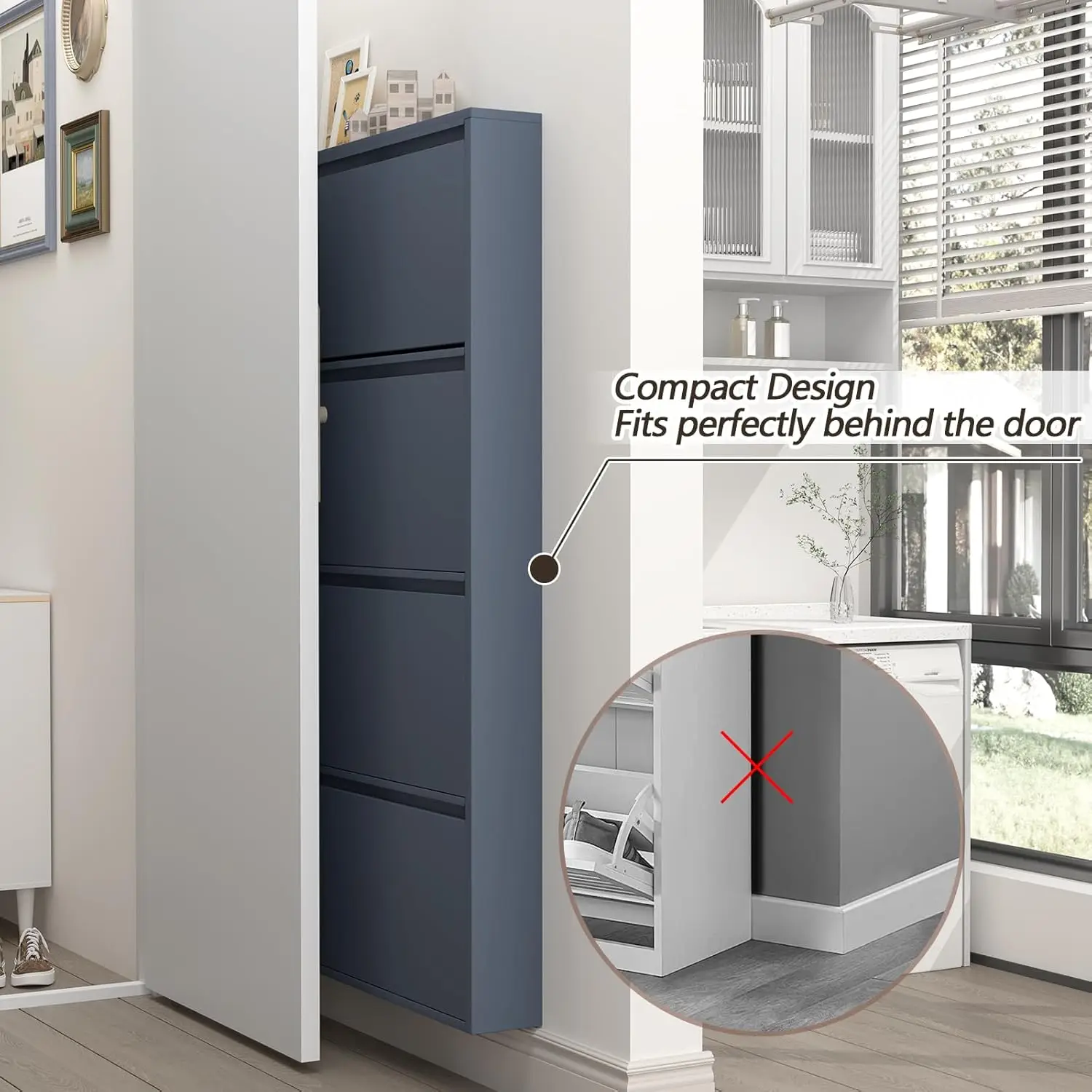 Schoenenkast met 4 opklapbare  - Shoe Rack Cabinet Narrow Entryway recensie en prijs