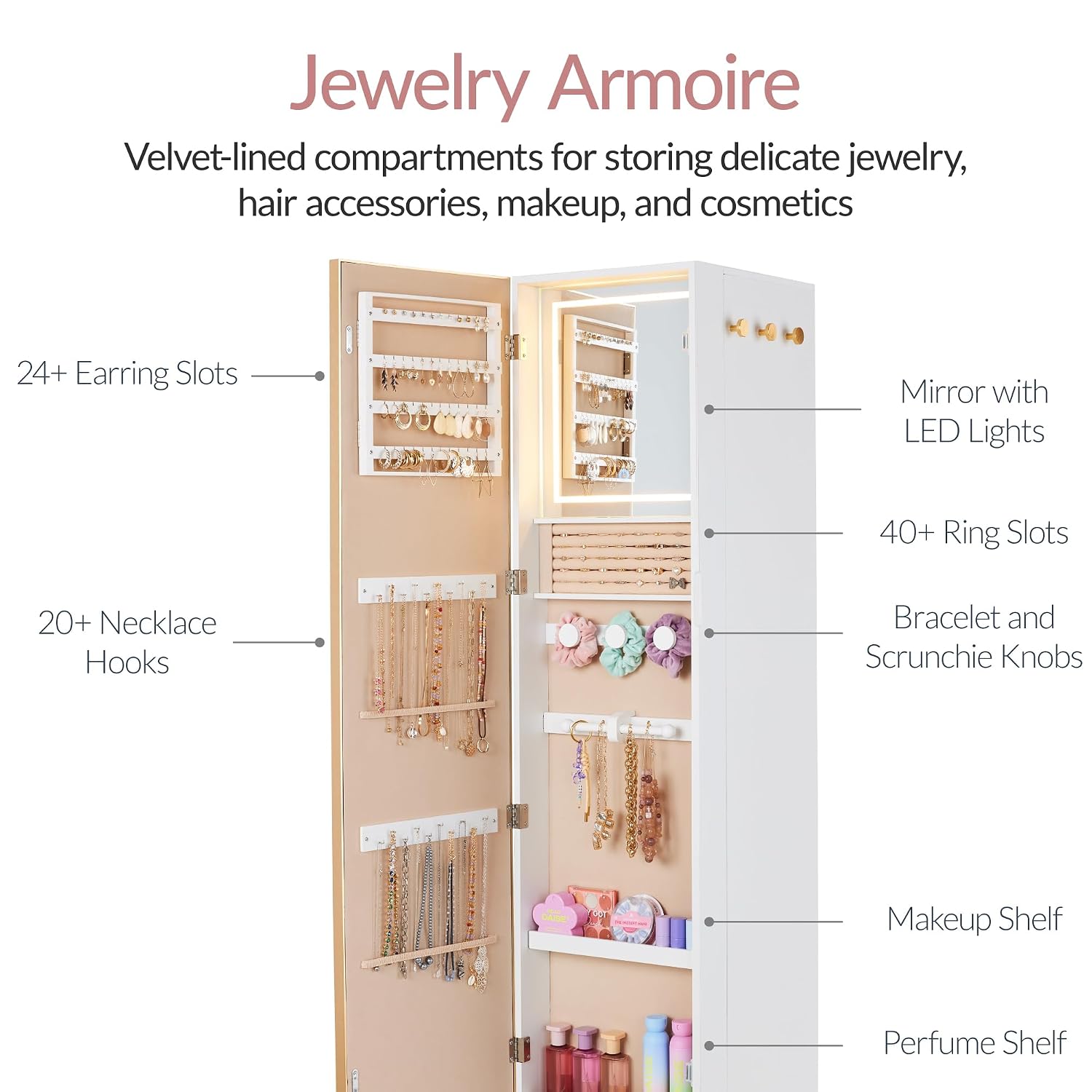 Draaibare spiegel met opbergka - Full Length Mirror Jewelry Armoire recensie en prijs