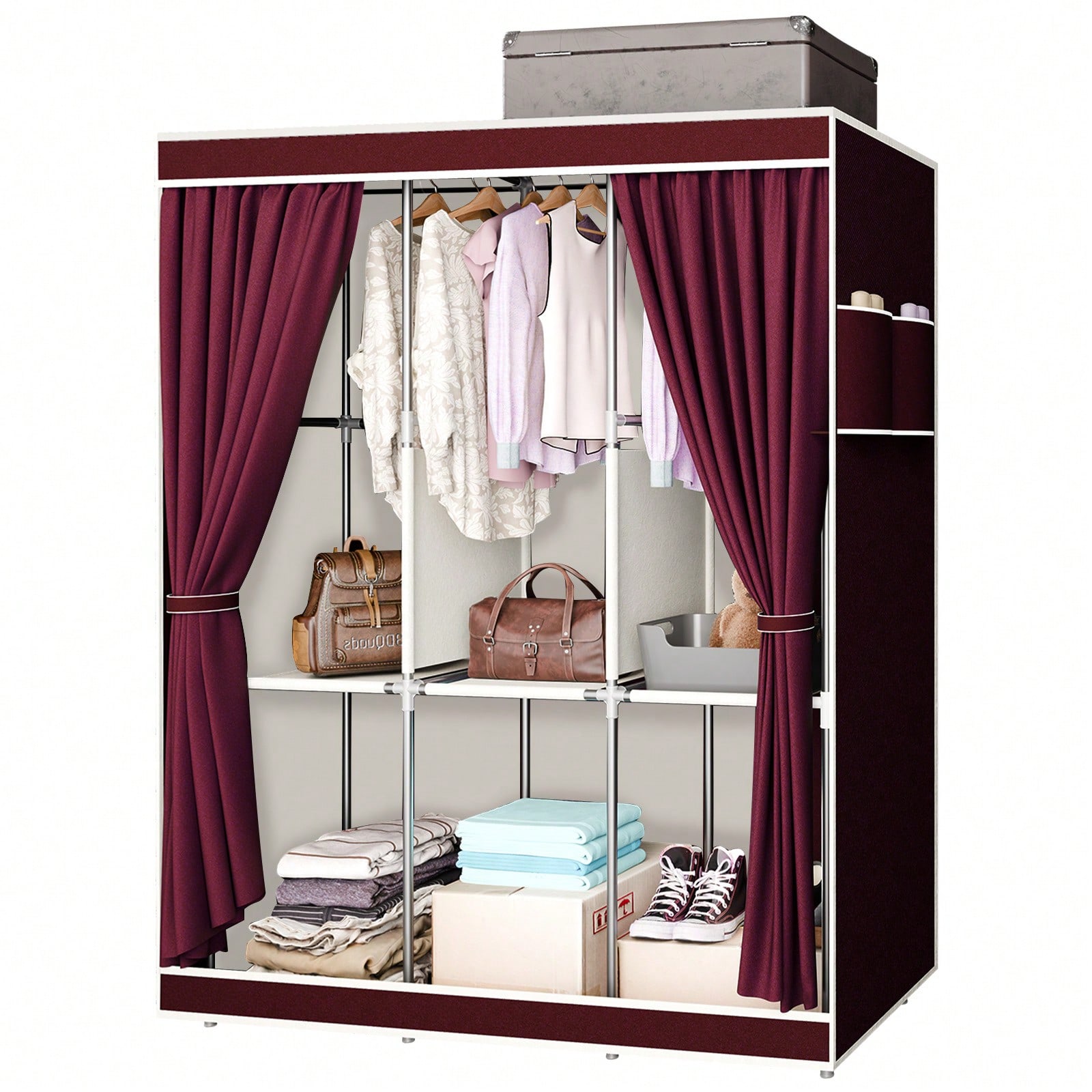 65 inch draagbare kledingkast  - Wardrobe Closet Portable Fabric Cover recensie en prijs