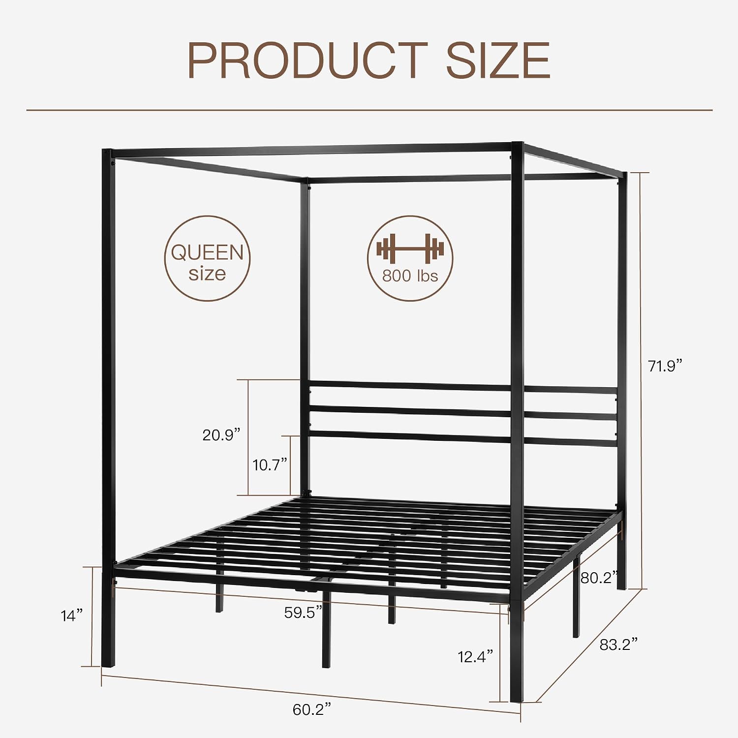 Metalen bedframe met hemelbed, - Canopy Bed Frame Metal Queen recensie en prijs