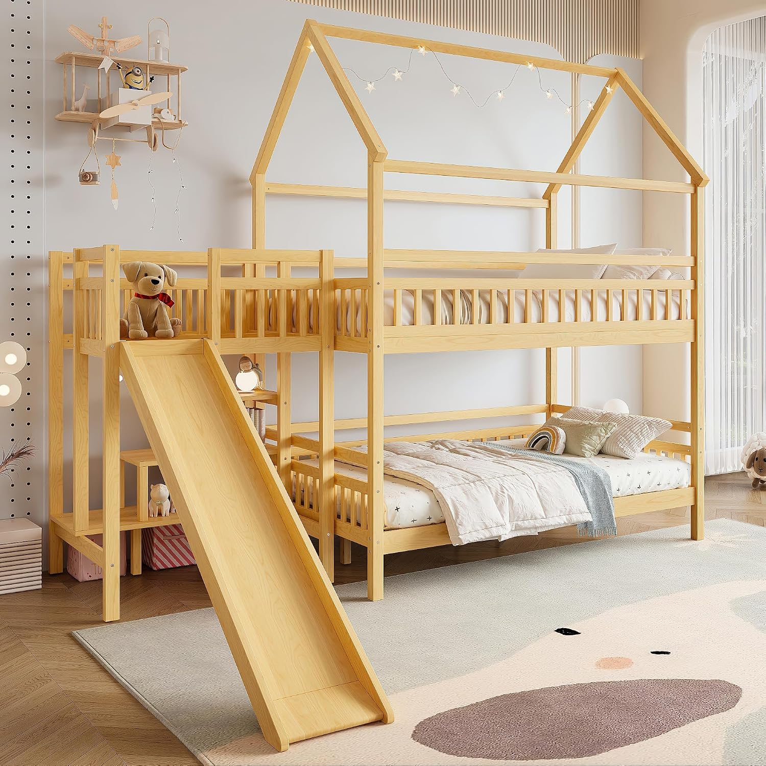Stapelbed met speelhuisdak, hu - Bunk Bed With Stairs And Slide recensie en prijs