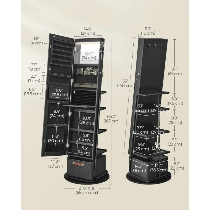 l 360° °   Draaibare gespiegel - Full Length Mirror Jewelry Armoire recensie en prijs