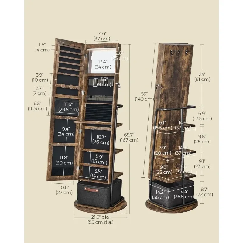 l 360° °   Draaibare gespiegel - Full Length Mirror Jewelry Armoire recensie en prijs