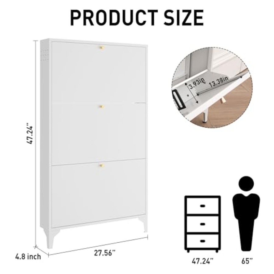 Vrijstaande schoenenkast met 3 - Shoe Rack Cabinet Narrow Entryway recensie en prijs